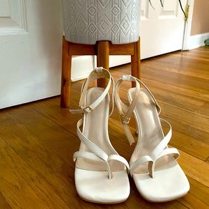 White strap heels
